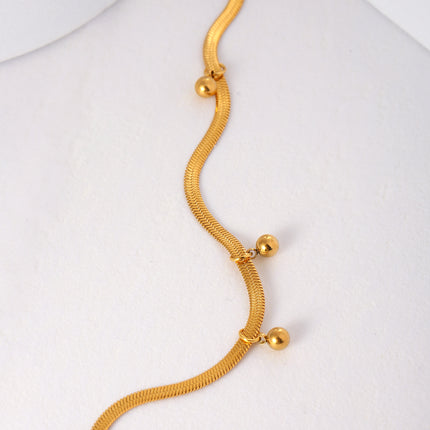Tobillera Sencilla Cadena De Cuchilla De Acero Inoxidable Con Bolas de Acero Para Mujer