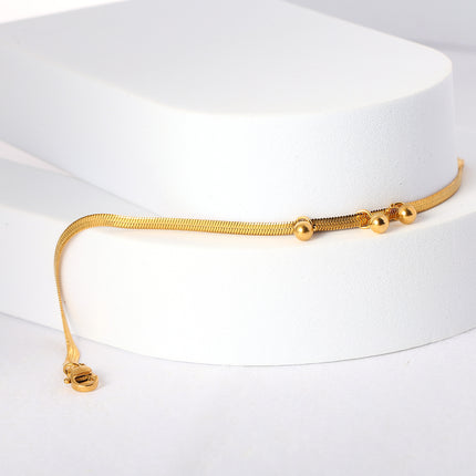 Tobillera Sencilla Cadena De Cuchilla De Acero Inoxidable Con Bolas de Acero Para Mujer