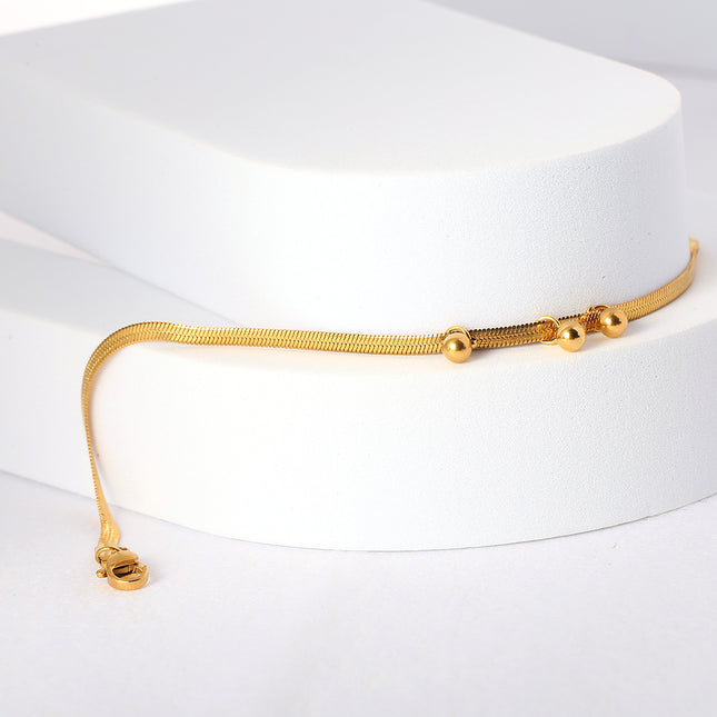 Tobillera Sencilla Cadena De Cuchilla De Acero Inoxidable Con Bolas de Acero Para Mujer