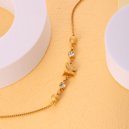 Tobillera Cadena Giratoria De Acero Inoxidable Con Mariposa De Arena Rensada Y Bolas De Acero