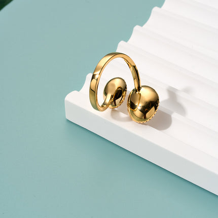 Anillo Ajustable Abierto Con Perlas Y Diamantes Diseño Elegante De Cobre Chapado En Oro 14K