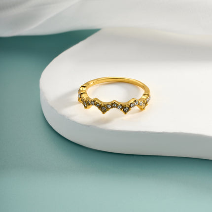 Juego De Anillos Con Incrustaciones De Diamantes Y Moda De Aleación Chapado En Oro 14K