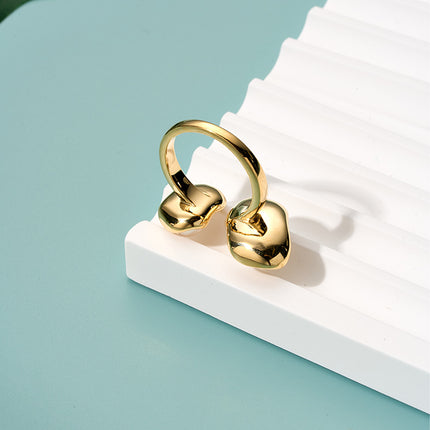 Anillo Ajustable Retro Con Perlas De Diseño Elegante De Alta Gama De Cobre Chapado En Oro 14K