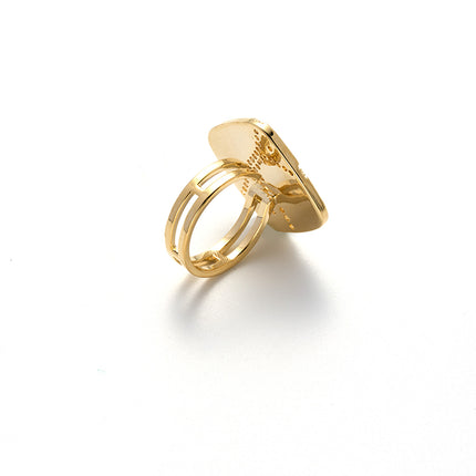 Anillo De Diamantes En Forma Cuadrada Con Diseño De Cobre Chapado En Oro 14K