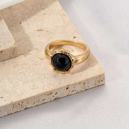 Juego De Anillos Negro Y Dorado Con Estilo Moderno De Aleación Chapado En Oro 14K