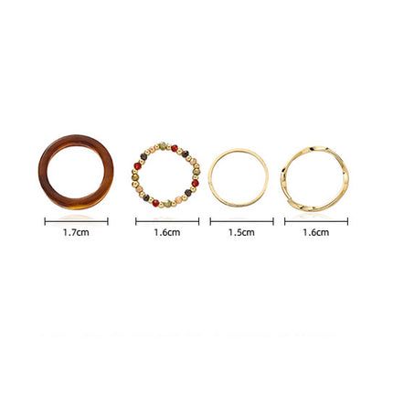 Juego De Anillos Para Dedo Índice Y Meñique Con Cristal Y Resina De Aleación