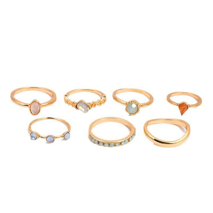 Juego De Anillos Con Diseño De Diamante De Gel De Aleación Chapado En Oro 14K