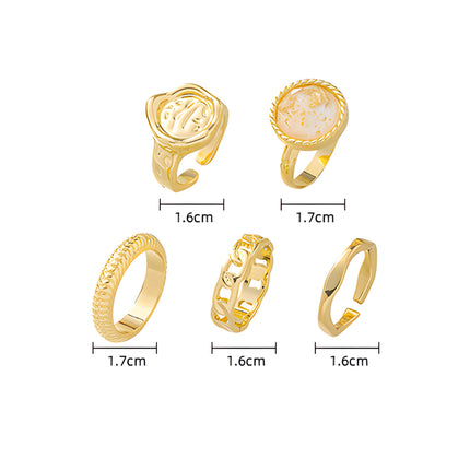 Juego De Anillos Para Nudillos Y Dedos Finos De Metal Chapado En Oro 14K