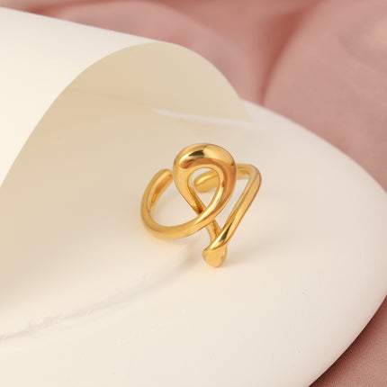 Anillo Ajustable De Alta Gama Con Diseño Versátil De Acero Inoxidable Chapado En Oro 14K