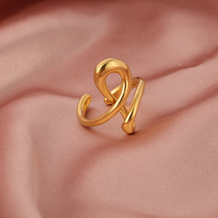 Anillo Ajustable De Alta Gama Con Diseño Versátil De Acero Inoxidable Chapado En Oro 14K