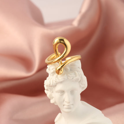 Anillo Ajustable De Alta Gama Con Diseño Versátil De Acero Inoxidable Chapado En Oro 14K