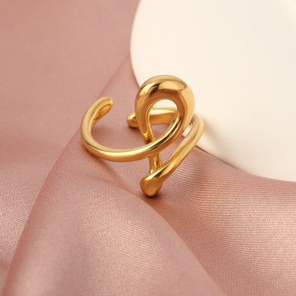 Anillo Ajustable De Alta Gama Con Diseño Versátil De Acero Inoxidable Chapado En Oro 14K