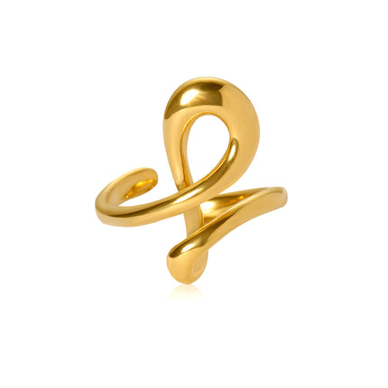 Anillo Ajustable De Alta Gama Con Diseño Versátil De Acero Inoxidable Chapado En Oro 14K