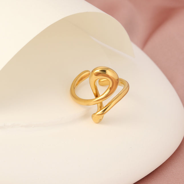 Anillo Ajustable De Alta Gama Con Diseño Versátil De Acero Inoxidable Chapado En Oro 14K