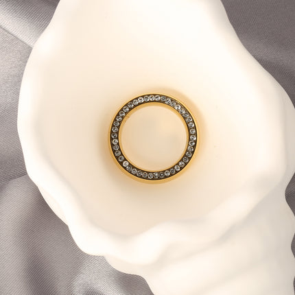 Anillo Con Diseño Exclusivo De Diamantes En Acero Inoxidable Chapado En Oro 14K