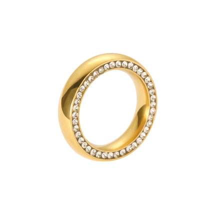 Anillo Con Diseño Exclusivo De Diamantes En Acero Inoxidable Chapado En Oro 14K