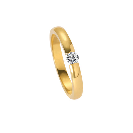 Anillo Con Diseño Abierto De Moda Con De Diamantes En Acero Inoxidable Chapado En Oro 18K