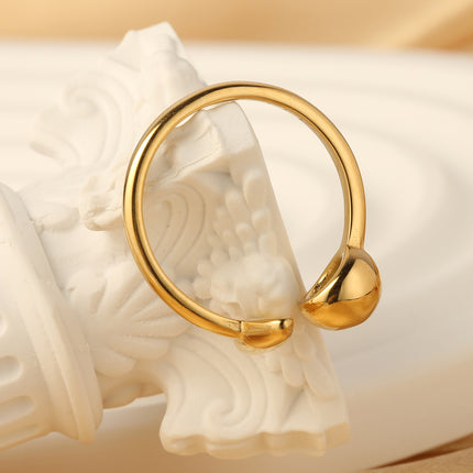 Anillo Abierto De Estilo Único De Acero Inoxidable Chapado En Oro 14K