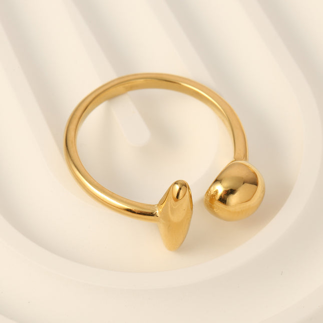 Anillo Abierto De Estilo Único De Acero Inoxidable Chapado En Oro 14K