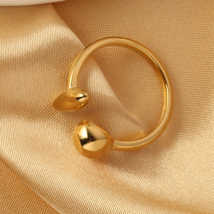 Anillo Abierto De Estilo Único De Acero Inoxidable Chapado En Oro 14K