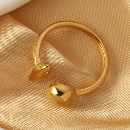 Anillo Abierto De Estilo Único De Acero Inoxidable Chapado En Oro 14K
