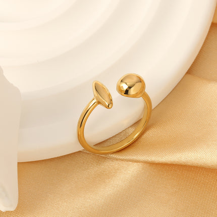 Anillo Abierto De Estilo Único De Acero Inoxidable Chapado En Oro 14K