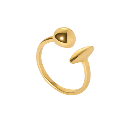 Anillo Abierto De Estilo Único De Acero Inoxidable Chapado En Oro 14K
