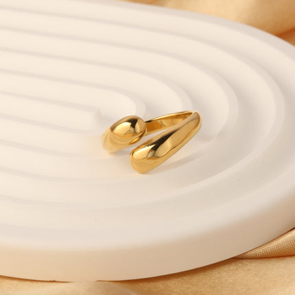 Anillo Con Diseño Geométrico Minimalista De Acero Inoxidable Chapado En Oro 14K