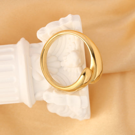 Anillo Con Diseño Geométrico Minimalista De Acero Inoxidable Chapado En Oro 14K