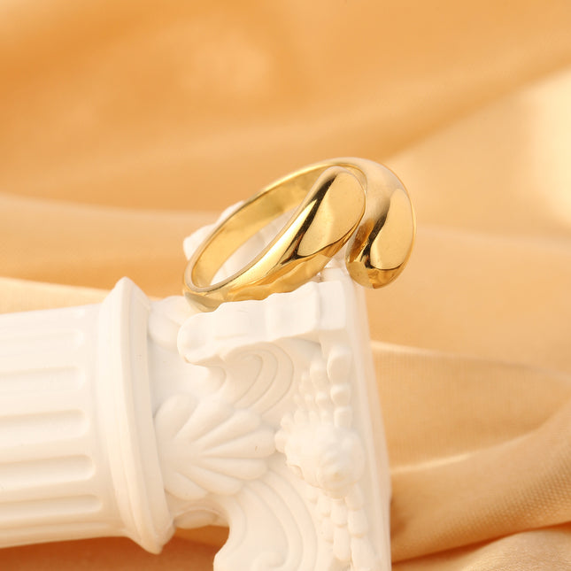 Anillo Con Diseño Geométrico Minimalista De Acero Inoxidable Chapado En Oro 14K