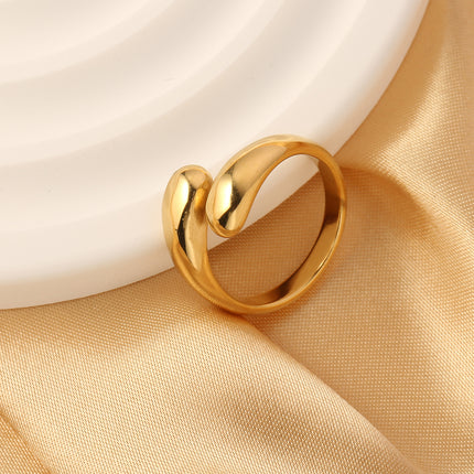 Anillo Con Diseño Geométrico Minimalista De Acero Inoxidable Chapado En Oro 14K