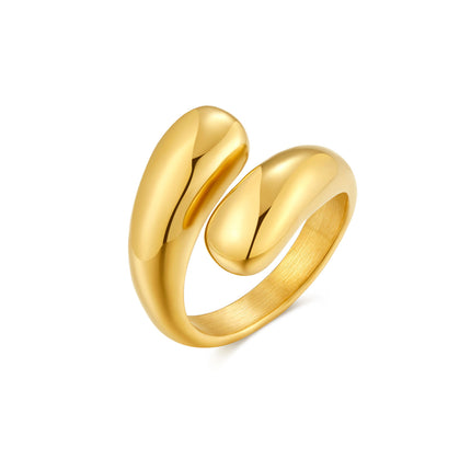 Anillo Con Diseño Geométrico Minimalista De Acero Inoxidable Chapado En Oro 14K
