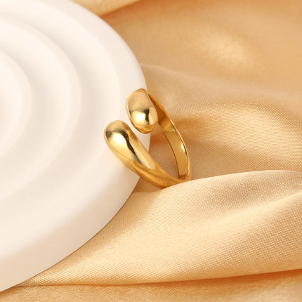 Anillo Con Diseño Geométrico Minimalista De Acero Inoxidable Chapado En Oro 14K