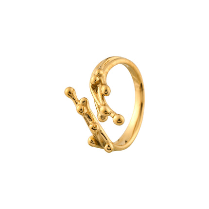 Anillo Con Diseño De Ramas Vintage Y Moda De Acero Inoxidable Chapado En Oro 14K