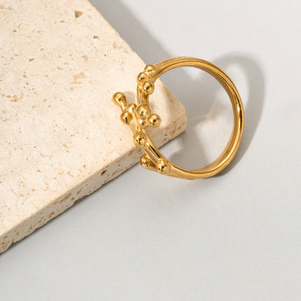 Anillo Con Diseño De Ramas Vintage Y Moda De Acero Inoxidable Chapado En Oro 14K