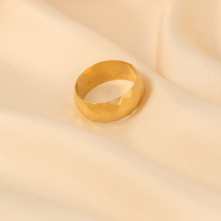 Anillo Con Diseño De Rombo Moderno En Acero Inoxidable Chapado En Oro 18K