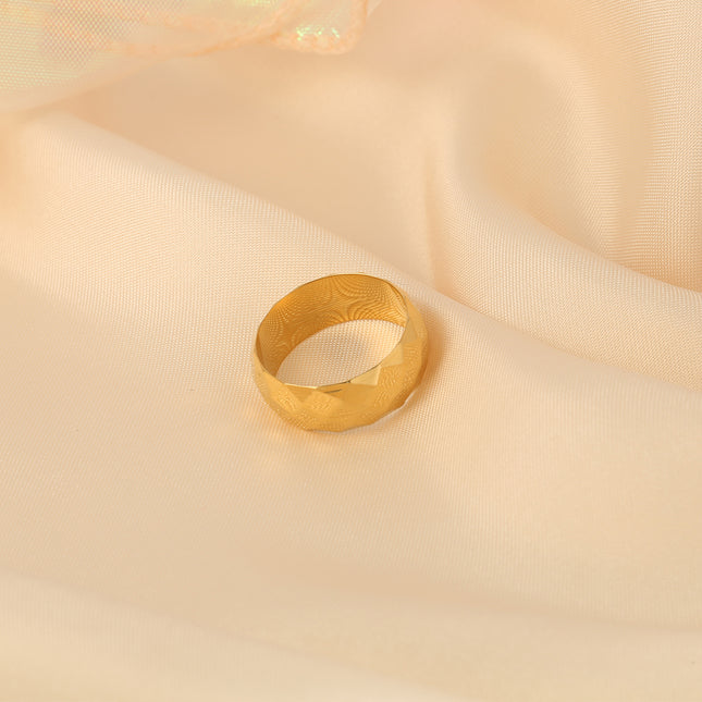 Anillo Con Diseño De Rombo Moderno En Acero Inoxidable Chapado En Oro 18K