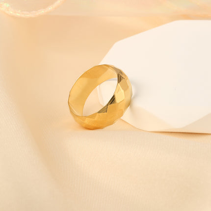 Anillo Con Diseño De Rombo Moderno En Acero Inoxidable Chapado En Oro 18K