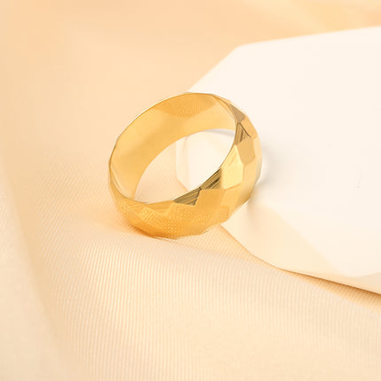 Anillo Con Diseño De Rombo Moderno En Acero Inoxidable Chapado En Oro 18K