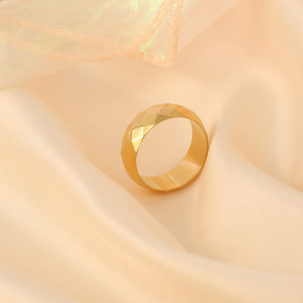 Anillo Con Diseño De Rombo Moderno En Acero Inoxidable Chapado En Oro 18K