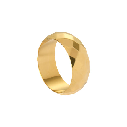 Anillo Con Diseño De Rombo Moderno En Acero Inoxidable Chapado En Oro 18K