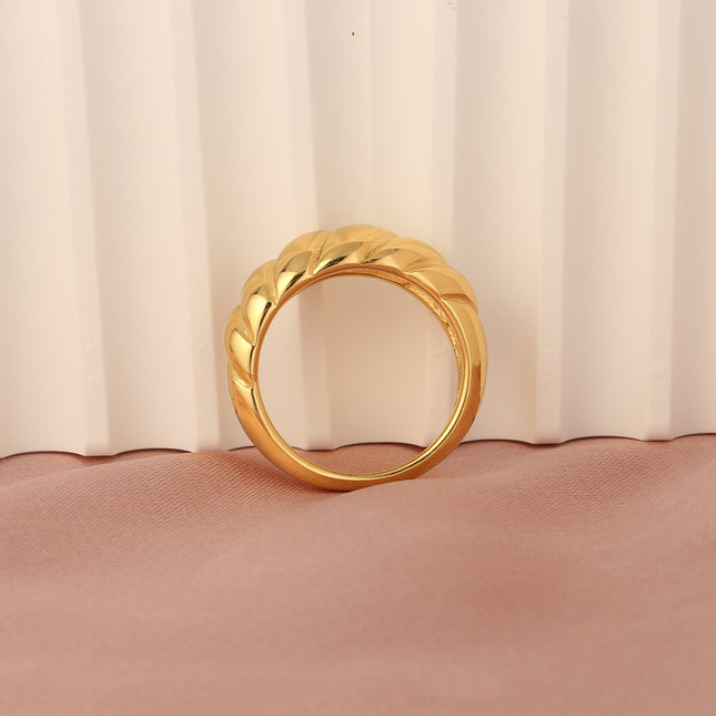 Anillo Con Diseño Creativo Y Elegante De Acero Inoxidable Chapado En Oro 14K