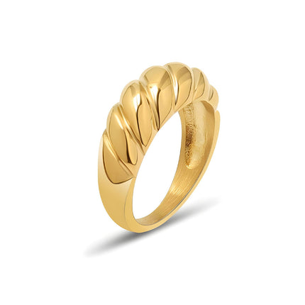 Anillo Con Diseño Creativo Y Elegante De Acero Inoxidable Chapado En Oro 14K