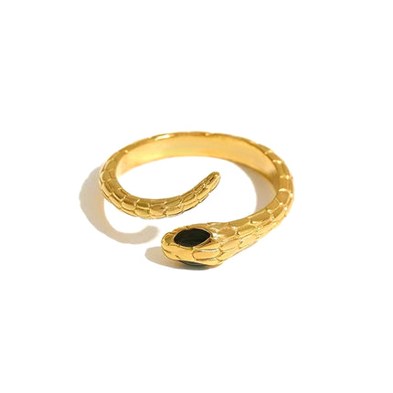 Anillo De Serpiente Vintage Con Estilo De Acero Inoxidable Chapado En Oro 14K