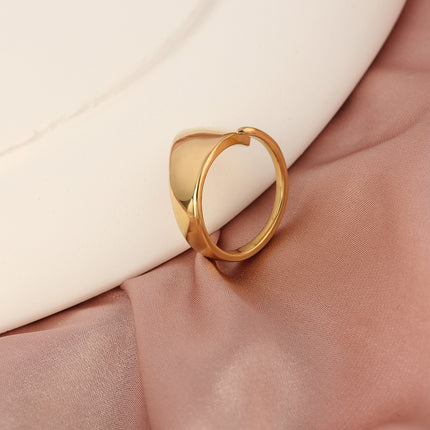 Anillo Abierto de Superficie Lisa Y Curva De Acero Inoxidable Chapado En Oro 14K