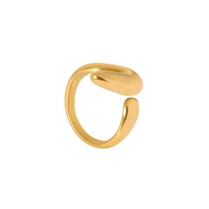 Anillo Creativo En Forma De V Abierto De Estilo De Acero Inoxidable Chapado En Oro 14K