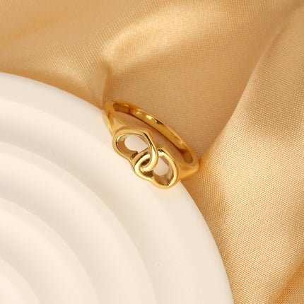 Anillo Ajustable Con Doble Corazón Para Mujer De Acero Inoxidable Chapado En Oro 14K