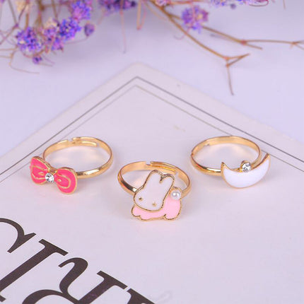 Caja De 36 Anillos De Aleación Para Niñas, Diseño Lindo Y Colorido