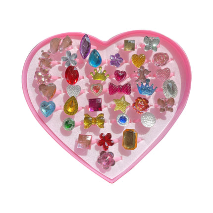 Anillos Infantiles De Princesa Con Piedras De Resina Y Múltiples Estilos