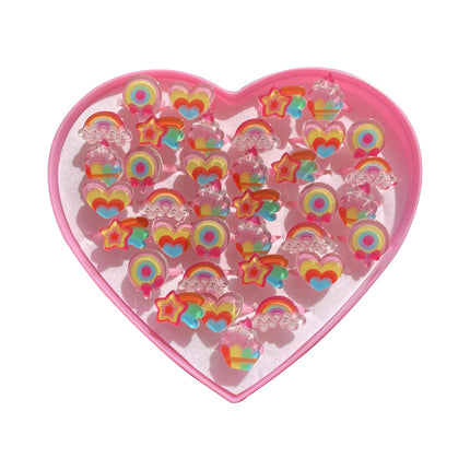 Anillos Infantiles De Princesa Con Piedras De Resina Y Múltiples Estilos